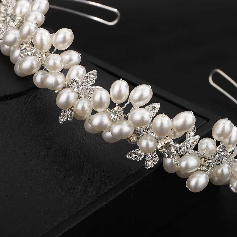 Pearl Rhinestone Silver Diamond Bridal Crown Fashion Party Headpiece Used for Wedding Hair Accessories Vintage Band Jewelry X250306