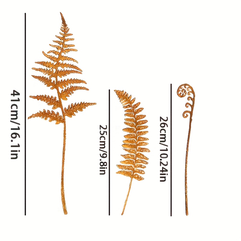 1 Set Natural Rust Crafted Fern Leaf Metal Flower Bouquet Rusty Metal Plant Stake Planters Decorative Home and Garden Decorations Metal Garden Art Fur
