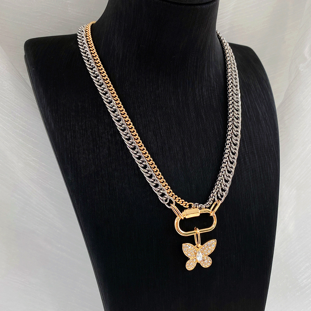 Small Luxury Butterfly Pendant Double Layer Wear Necklace Women French High-grade Collar Bone Chain Jewelry