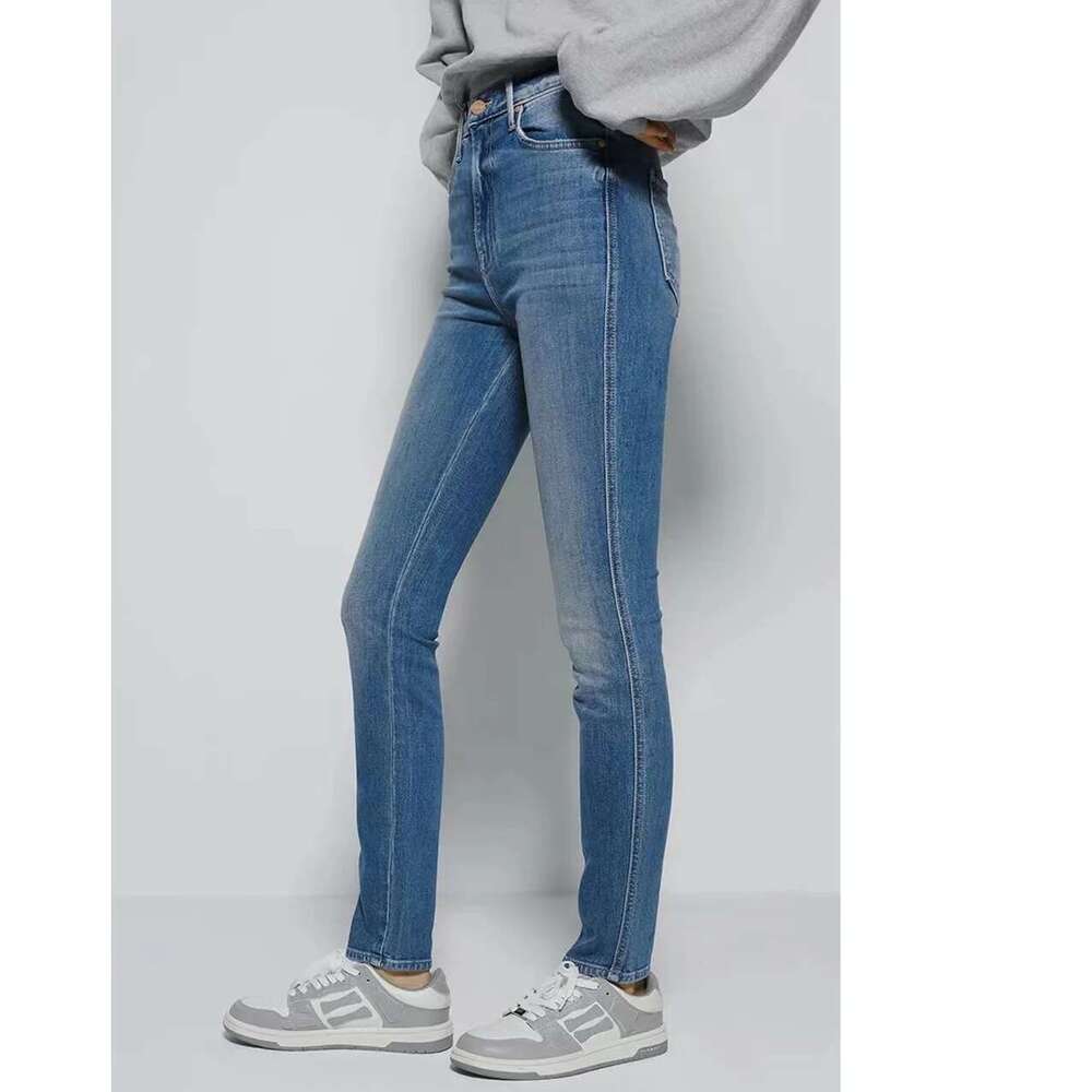 High-Quality Mo New Arrival Elastic Solid Jeans High Waist Quality Slim Fit Small Feet Denim Pants For Women