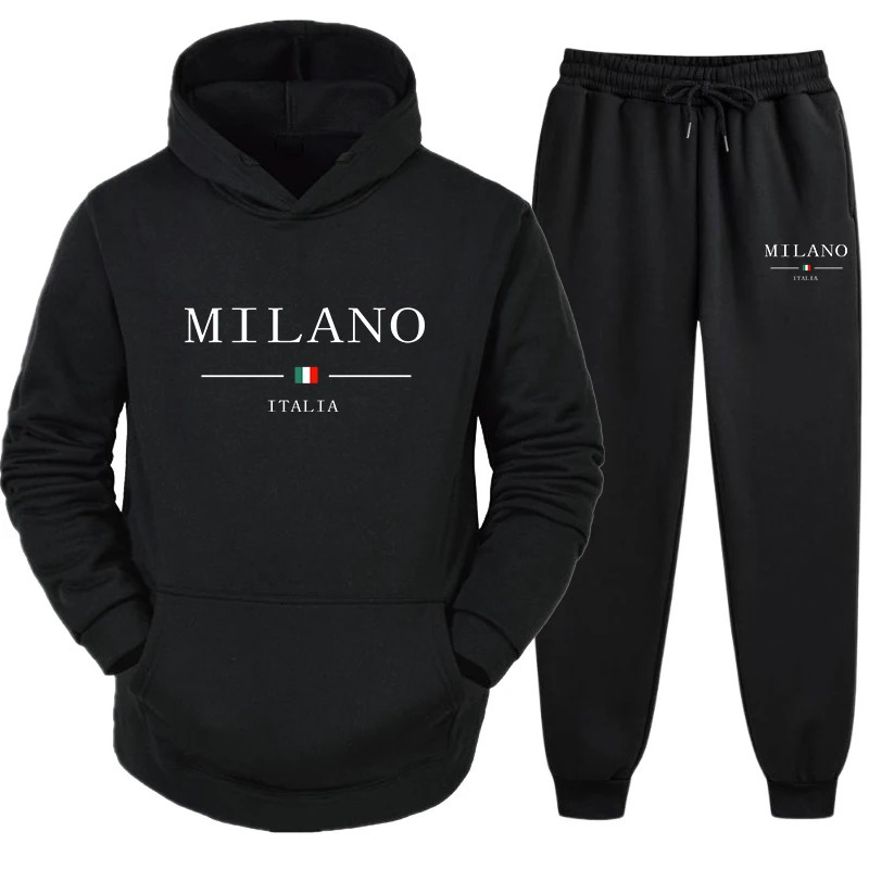 High Quality Men Two Piece Outdoors Mens Tracksuit Set Sportswear Sweatpants Hoodie Fashion Comfortable Casual Jogging 250306