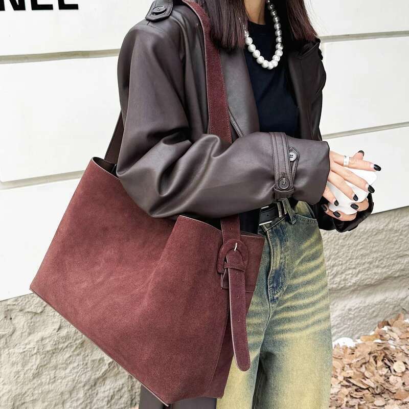 Korean Vintage Genuine Leather Tote Bags For Women Designer Handbags Purse 2025 New In Cowhide With Inner Pocket Shoulder
