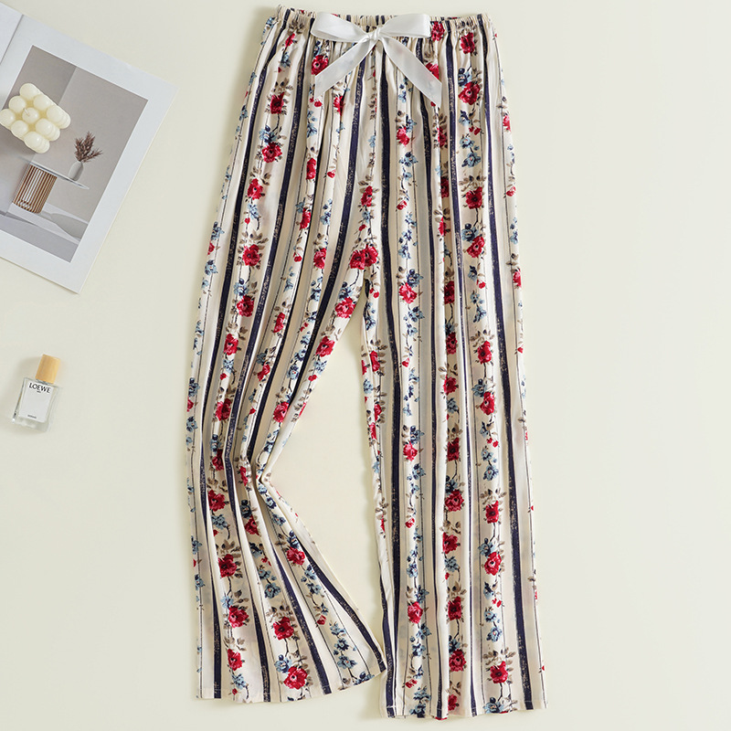 Casual Wide Leg Pants for Women - Soft Cotton Silk Fabric for Home Use and Outdoor Fashion