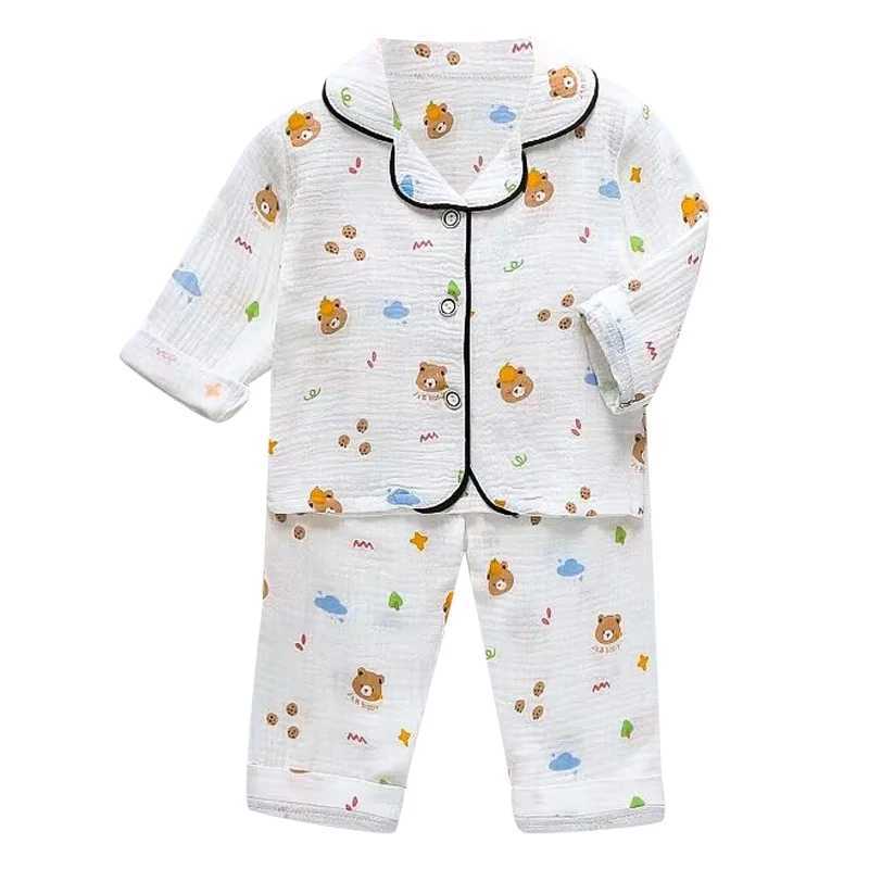 Summer New Cartoon Set Boys and Girls Casual Pajama Set Baby Silk Ice Short Sleeve Pajama M250306