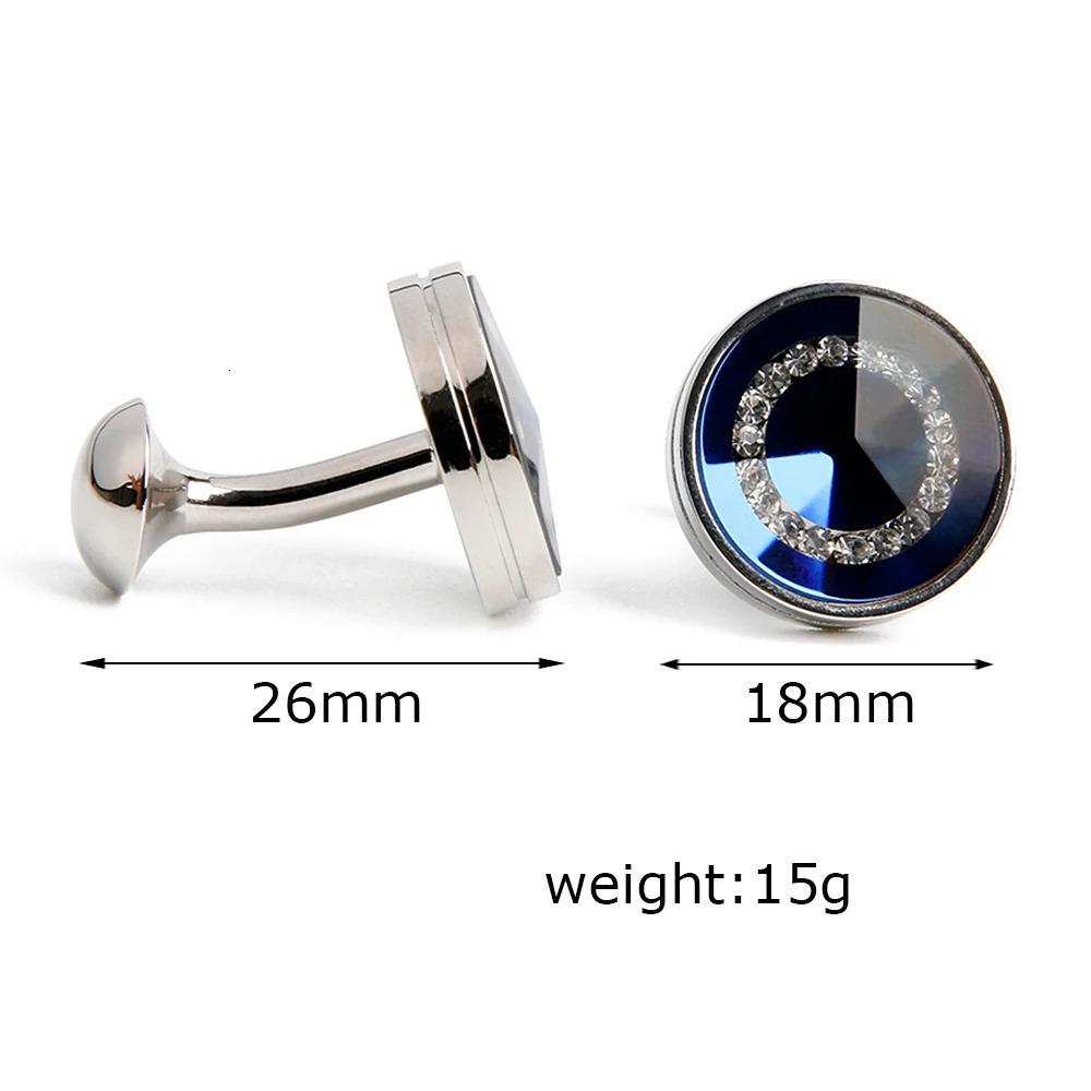 Cufflinks for Men TOMYE XK21S045 Crystal High Quality French Round Black Blue Formal Dress Shirt Wedding Cuff Links Gifts 250227