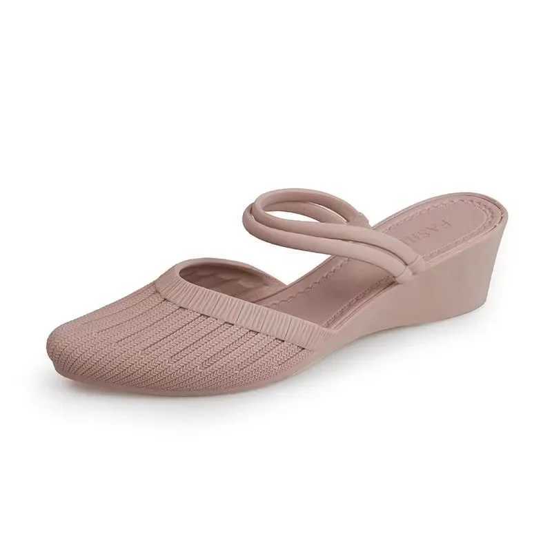 Fiable Casual Womens Sandals Spring Summer Half Slippers Outdoor Wear PU Li PVC Sold Cfortable Ladies Slippers Y250306