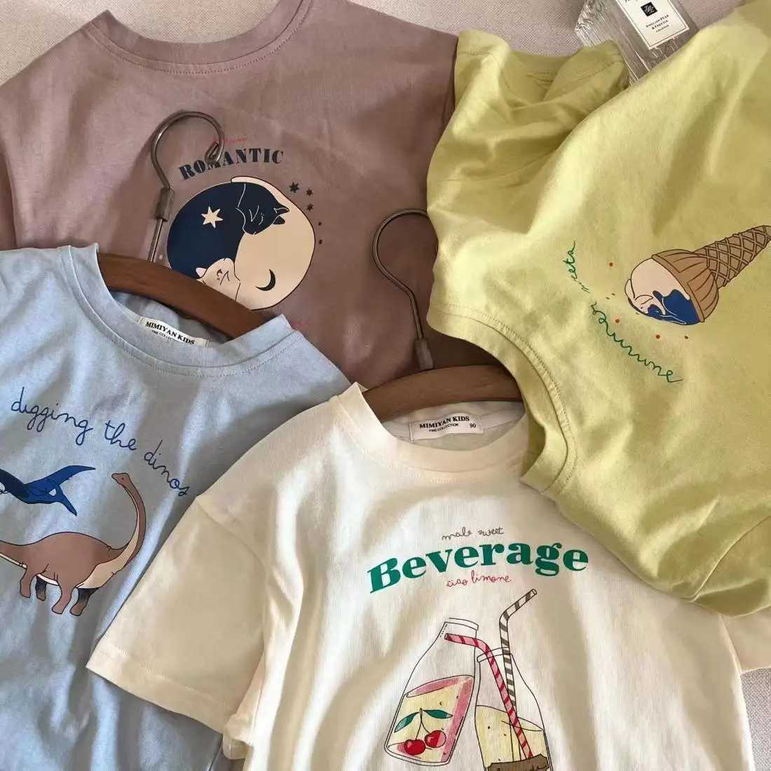 Kids Casual Loose Clothes New Child Short Sleeve Tops Round Neck Base Shirt Pure Cotton Tops Baby Clothing Dinosaur Print Tees T250603