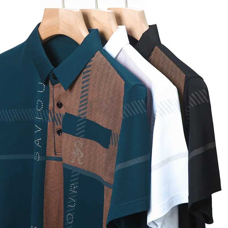 2025 Summer New Style Mens Middle-aged and Young Lapel Roman Cloth Printing Fashion Trend Short-sleeved T-shirt POLO Shirt X250306