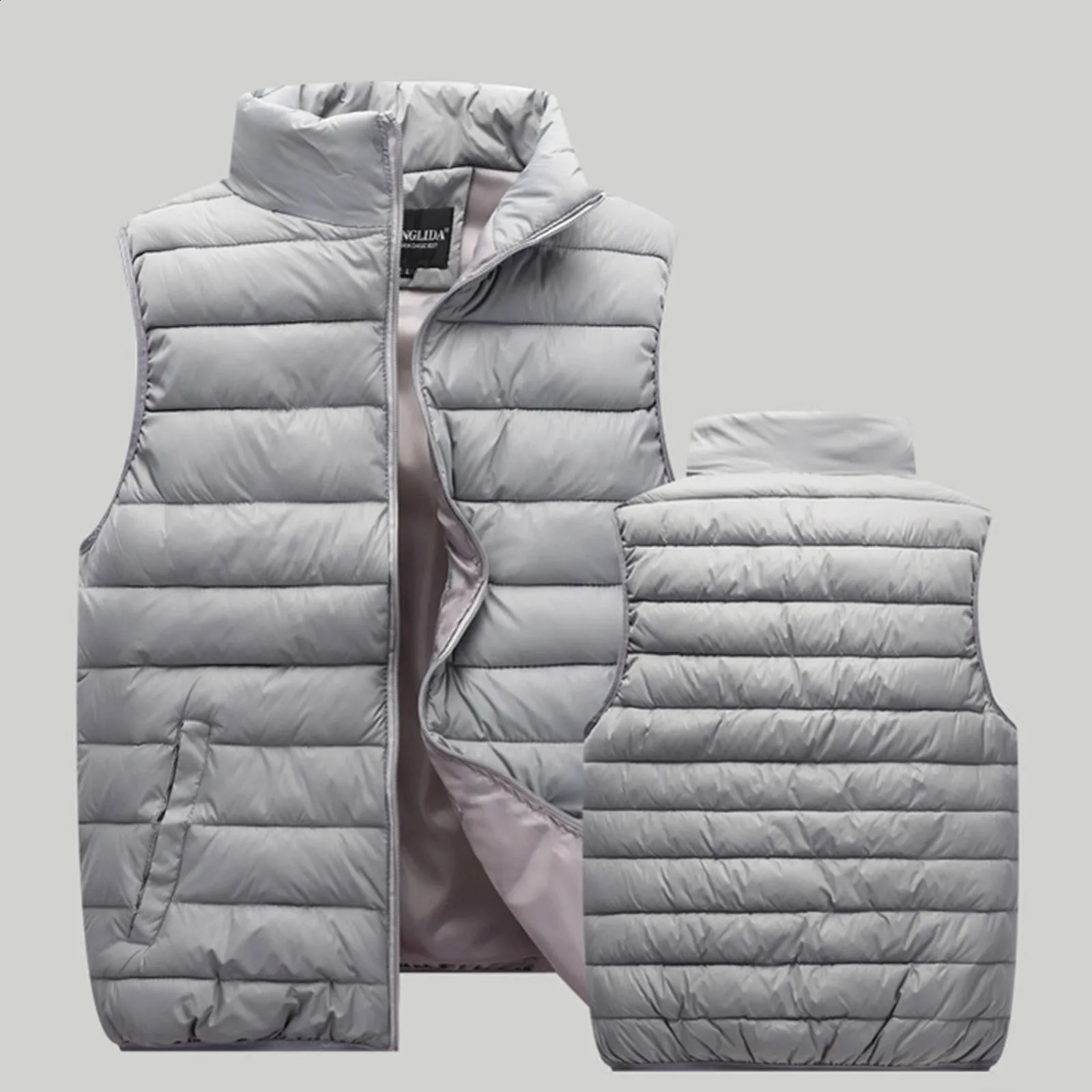 Unisex Casual Coat Vest Thin Lightweight Thicken Warm Solid Zipper Pocket Loose Sleeveless Jacket Winter For Women 250227Z