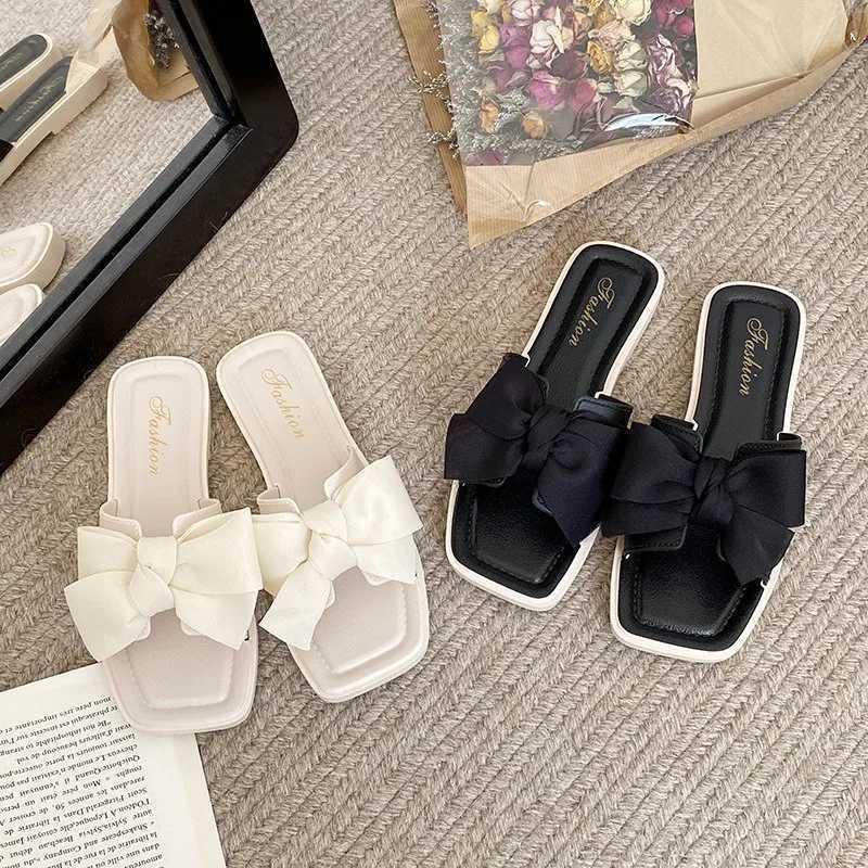 Mens Slippers Summer New Fi Elegant Bow Casual Indoor N Slip Breathable Outdoor Beach Slippers for Men Y250306
