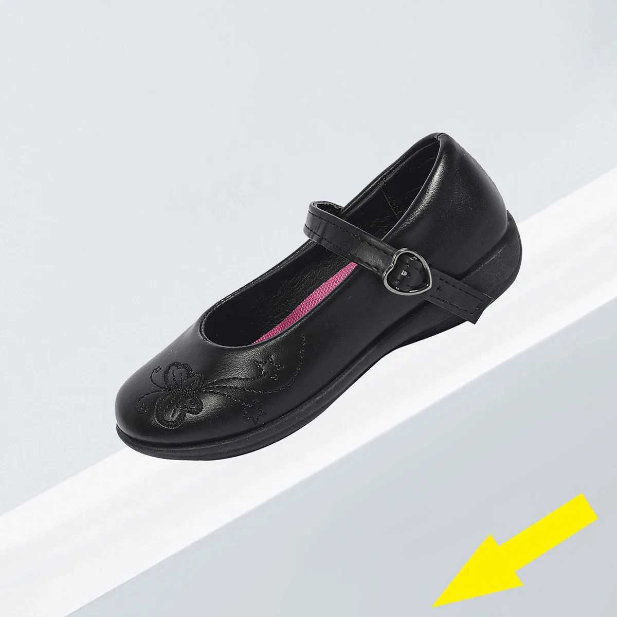 Unishuni Girls Mary Jane School Uniform Shoes Children Black Dress Shoe Kids Lightweight Soft Flats with Velcro Closure 25-36T250306
