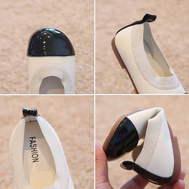 Girls Ballet Flats Patchwork Slip-on Round Toe Children Princess Shoes 24-33 Fashion Four Colors Soft Light Kids Casual ShoeT250306