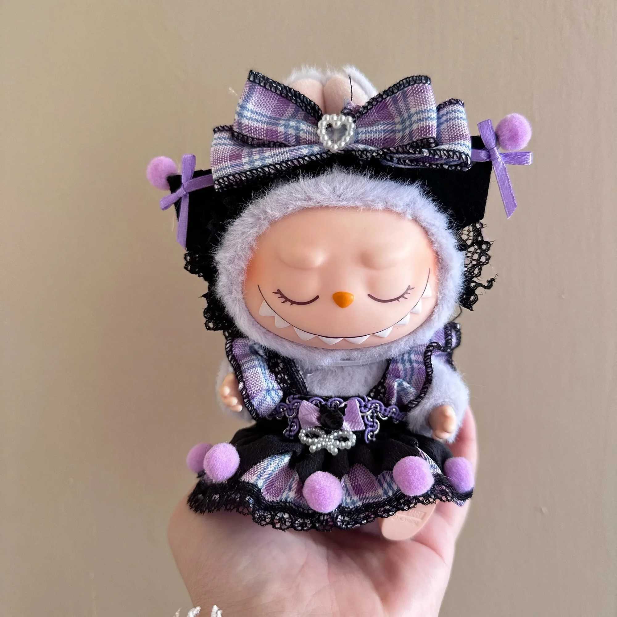 For 17cm Labubu V2 V1 Cartoon Purple Dress Cute Doll Clothes Outfit Accessories Idol Doll Clothing for Kid Gift Labubu RopaT250306