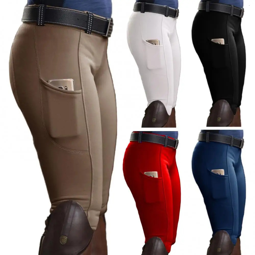 Tight Trousers Tight Pants Full Seat Equestrian Breeches Anti-pilling Navy Horse Riding Tights Pocket Hip Lift Equestrian Horse 250306