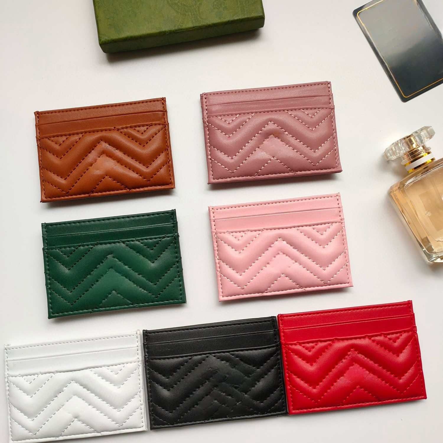 Fashion luxury Leather designer wallets Pouch short cuir Credit Card Holder calfskin purse bags women of Quilted humanoid patterns Coin purse wallet with box