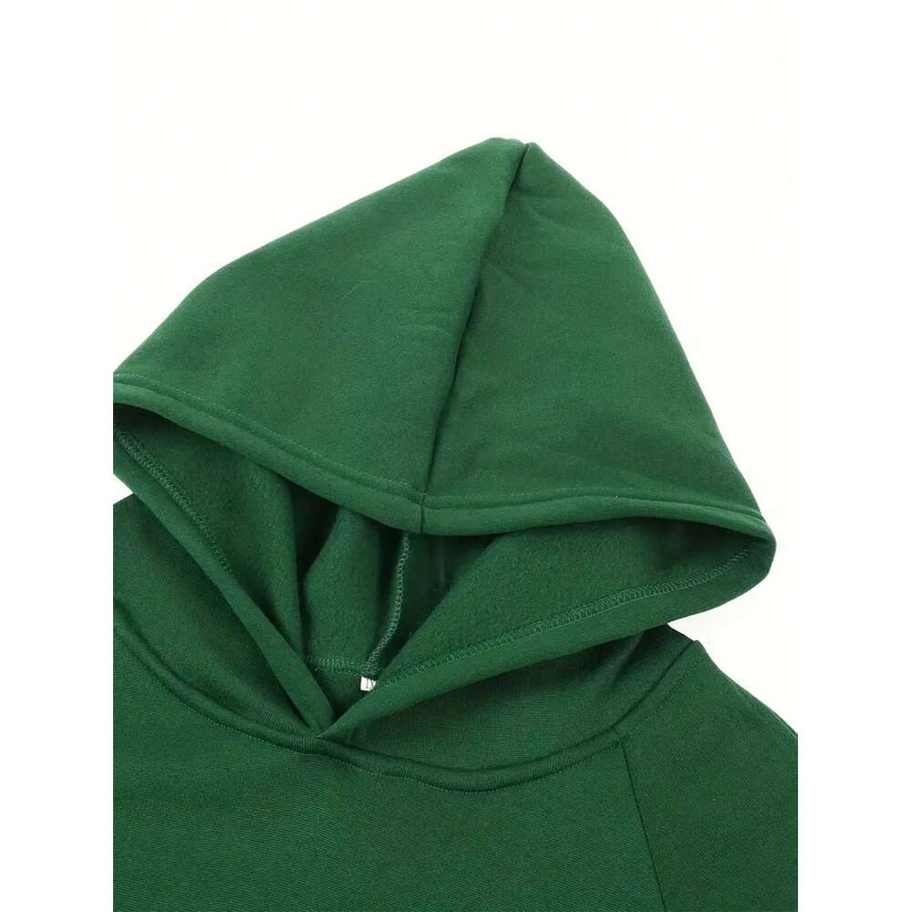 Plus Size Women's Hoodies Pocket Side Split Drop Shoulder Hoodie