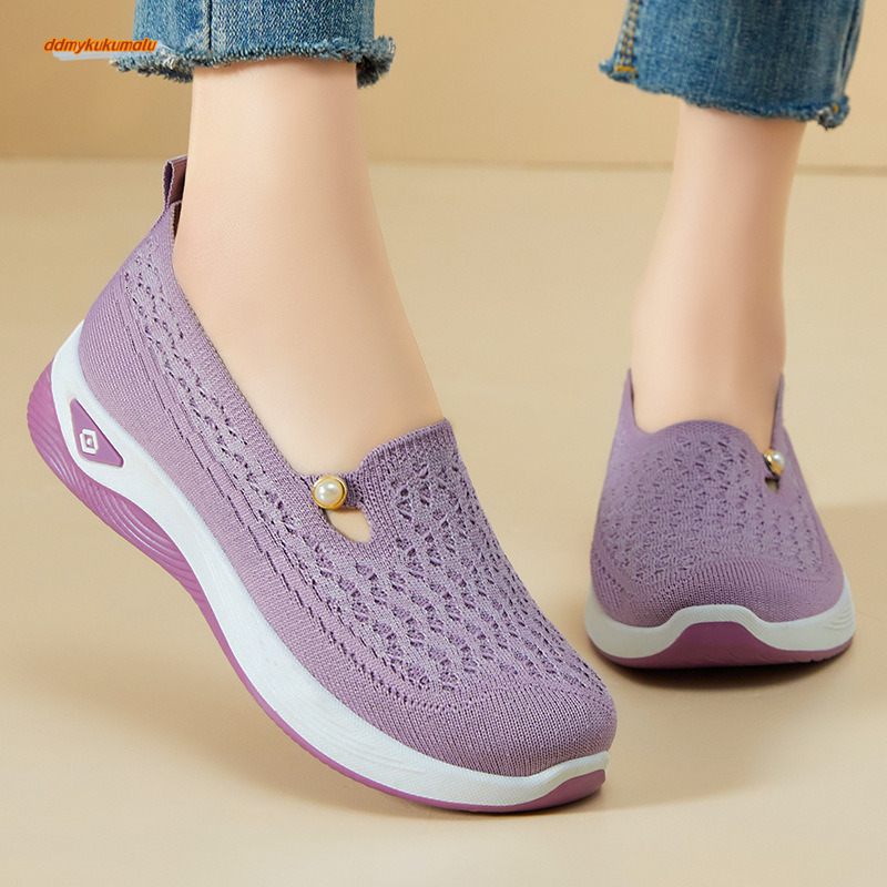 2025 Spring and Autumn Casual Temu Soft soled Lightweight Single Women's Elderly Breathable Mom Shoes #ddmykukumalu