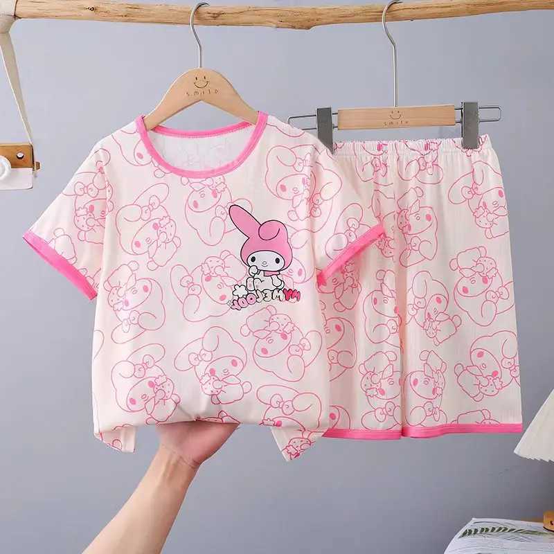 Childrens Pajamas Spring And Summer Short Sleeved Shorts Loose And Thin Medium And Large Childrens Home Clothing Set M250306