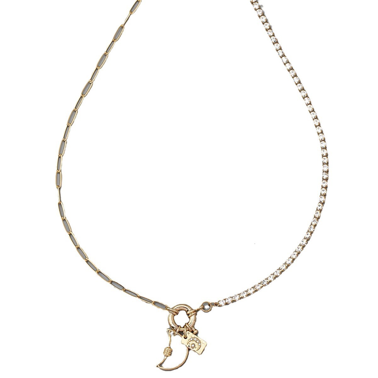 New Crystal Zircon Splicing Hollow Moon Pendant Necklace With All The High-grade Necklaces