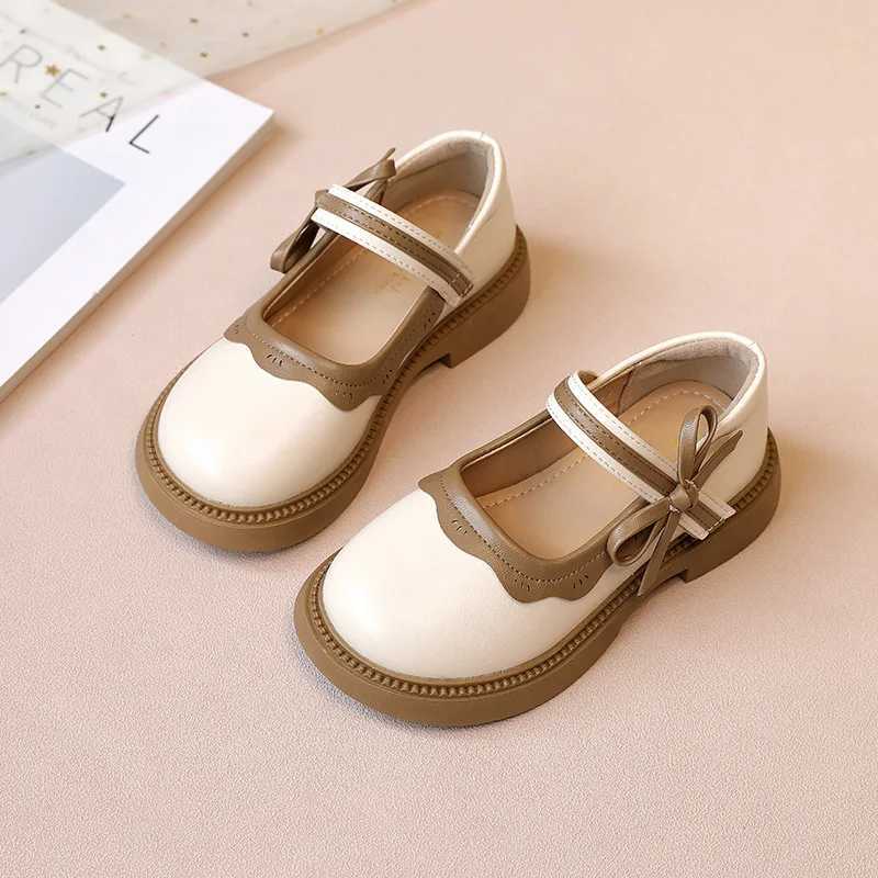 Fashion Girl School Shoes Patchwork Kid Princess Shoes for Children Shallow Toddler Ruffled Edge Leather Shoes Causal Mary JanesT250306