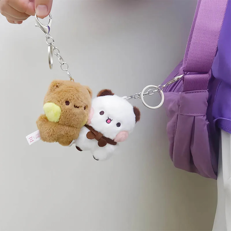 2 Pcs Original Panda Bubu And Yier Plush Pendant Dolls Cute Cartoon Panda Bear Doll Key Chain Backpack Pendant Couple Gifts 250305