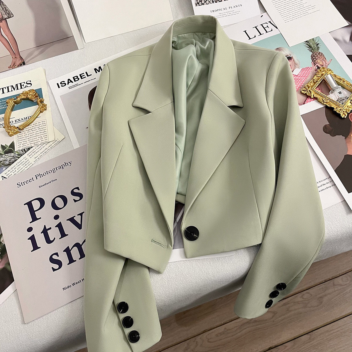 T35Aesthetic V-neck collarless casual linen suit women's thin sun protection jacket