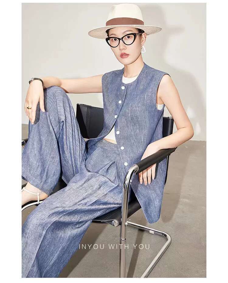 Summer New Fashion Long Sleeved Suits For Women Blue Beige Pants Office Ladies Suit Jacket Coats Blazer Sets