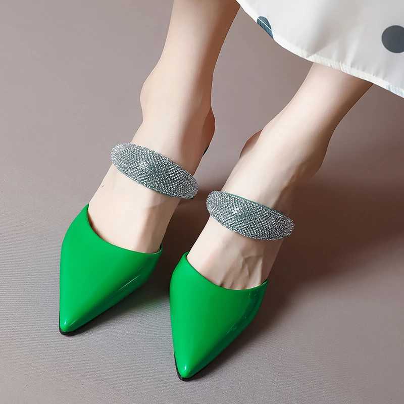 Wens shoes 2024 autumn flip flops high h transparent heel rhines outdoor sandals elegant fem slippers Big Size 45 Y250306