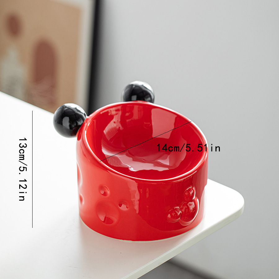 14 CM/5.5 Inch Extra Wide Ceramic Raised Cat Bowls, Porcelain Tilted Elevated Cat Food Water Bowl Dish, Stress Free Pet Feeder Bowls Dishes for Elder 