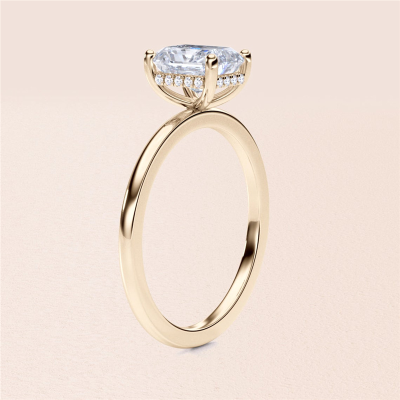 Jewelry 14K Solid Gold Solitaire Radiant Lab Diamond Ring IGI Certificate D VS1 Engagement Womens Gold Ring Platinum 18K Available Wedding Ring