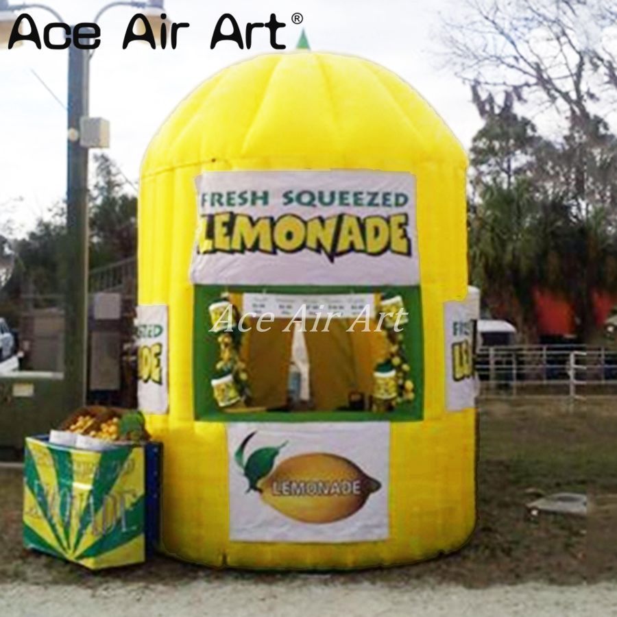 5mLx5mWx4mH (16.5x16.5x13.2ft) with blower Show display inflatable lemon booth inflatable lemonade stand with hands for advertising