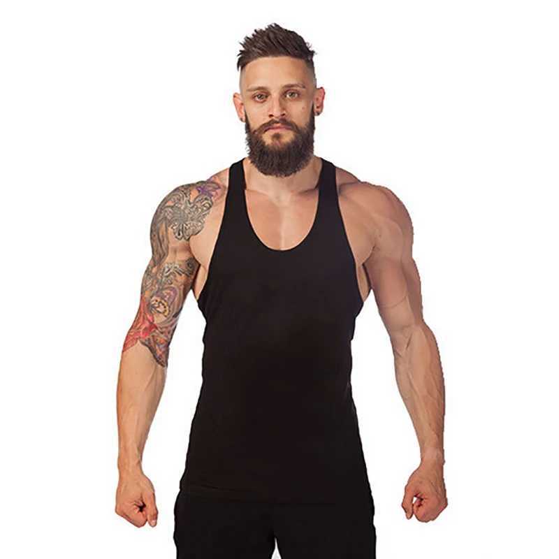 Muscleguys Plain Gyms Vest Bodybuilding Clothing Fitness Men Solid Musculation Stringer Tank Top Blank Sleeveless Undershirt MenT250318