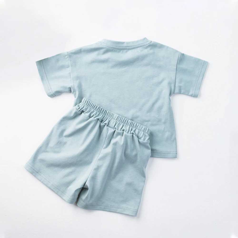 2PCS childrens cotton clothing set summer short sleeved casual set for boys and girls fashionable and comfortable setT250327