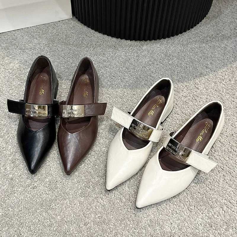 Spring From You; Pumps Shoes Pointed Toe Low Heel Shoes Metal Buckle Mary Janes Leisure Versatile Workplace Shoes Women Y250306