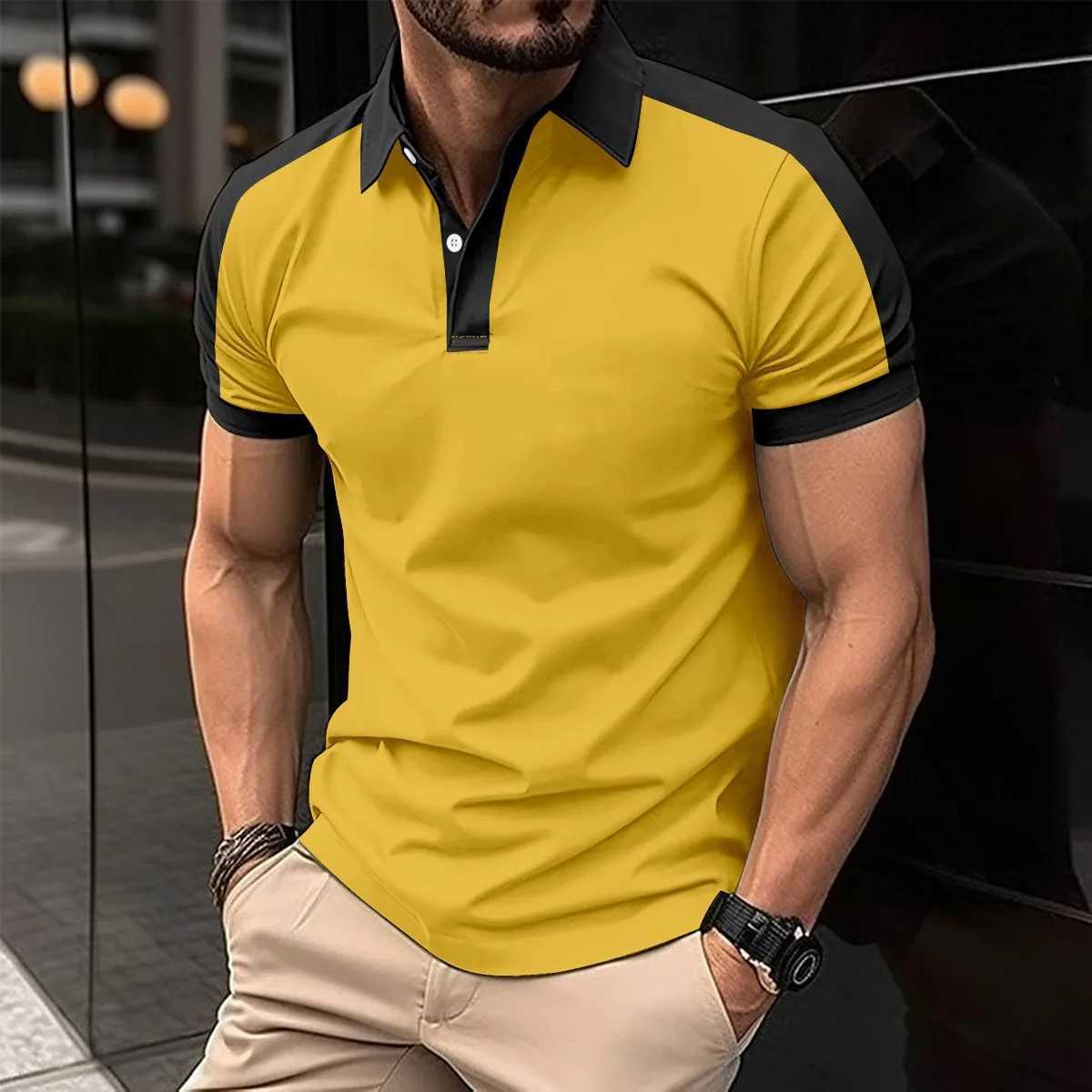 Silk Fashion Mens Short-sleeved Polo Shirt Lapel Button Solid Color Shirt Polo Shirt Summer Casual Comfortable Male Clothing X250306