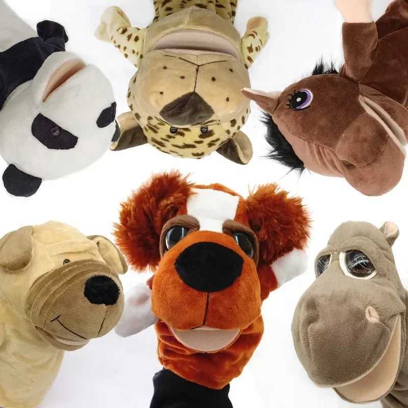 Free shipping Stuffed Plush Animals Hand Finger Story Puppet Kawaii Dolls Educational Baby Toys Lion Elephant Bunny Children Gifts