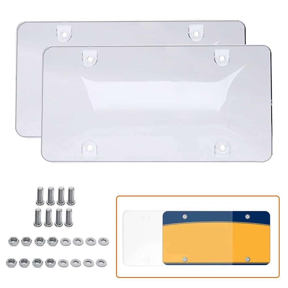 2 Pack Tinted Tag Shield Cover Plastic Clear Protector Car License Plate Frame Exterior Accessories