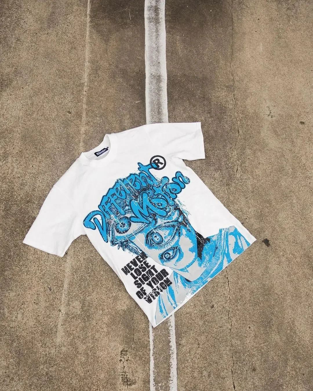 American different motion vintage oversized graphic t shirt harajuku grunge goth for couples y2k top korean gothic women clothes 250306