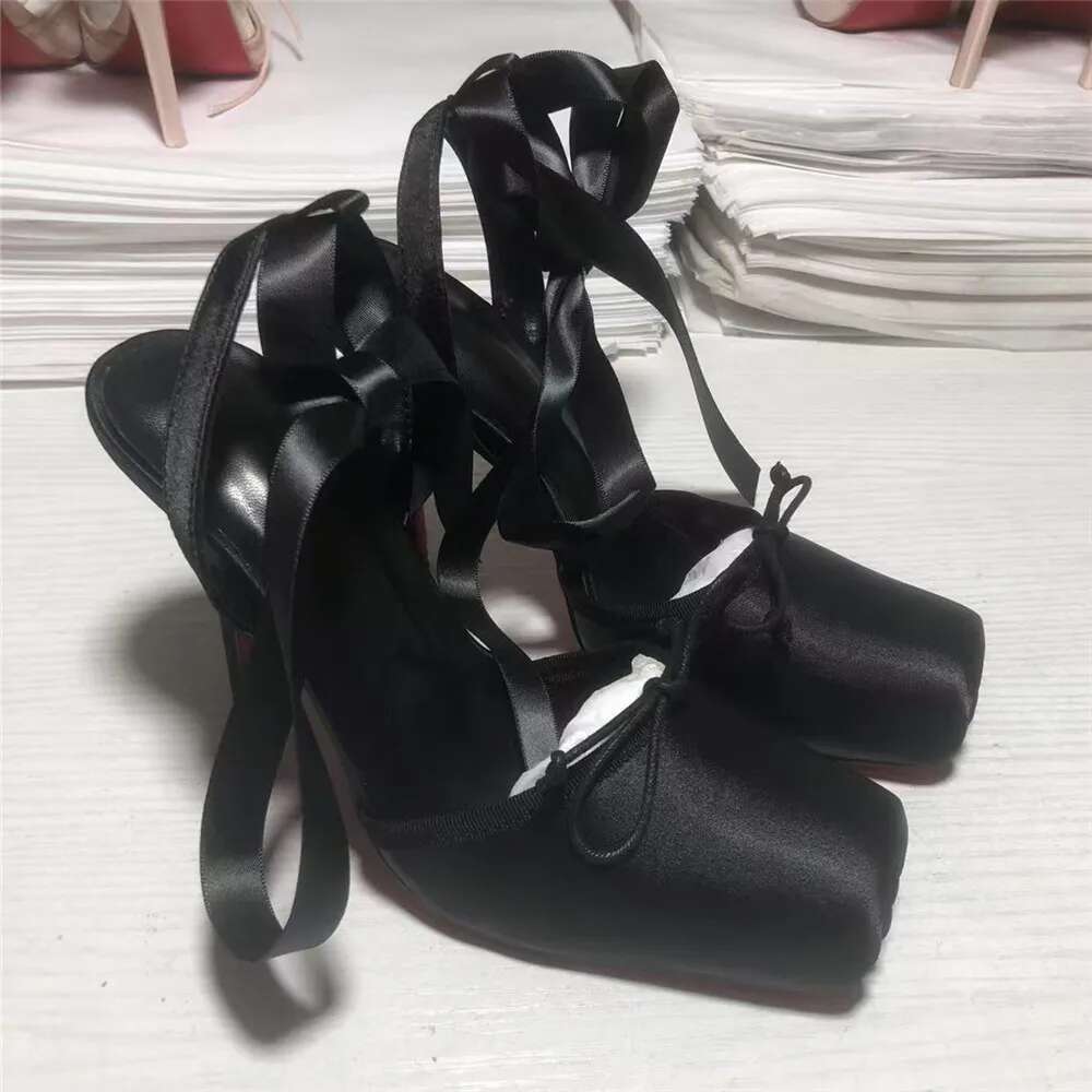 Brand High Heeled Platform Shoes Fashion Woman's Square Toe Thick Bottom Butterfly-Knot Pumps Women Dance Sandals