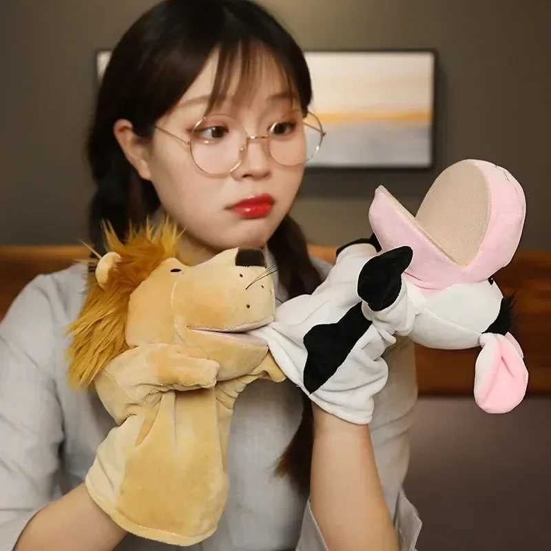 Free shipping Stuffed Plush Animals Hand Finger Story Puppet Kawaii Dolls Educational Baby Toys Lion Elephant Bunny Children Gifts