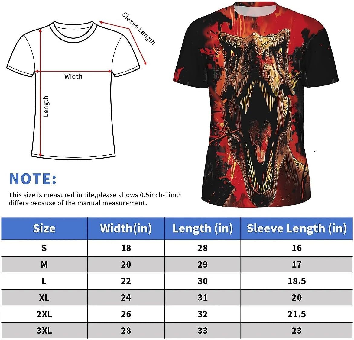 Mens T shirt Men's Novelty T-Shirts Graphic 3D Print Summer Short Sleeve T-Shirt Tee Shirt Comic Dinosaur tee Casual tops summer clothes