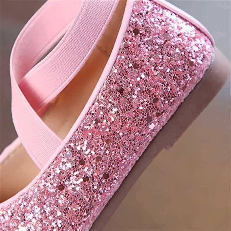 Girls Princess Shoes Spring Autumn Baby Soft Sole Dance Ballet Flats Three Color Kids Pink Bling Cute Footwear 26-35T250306