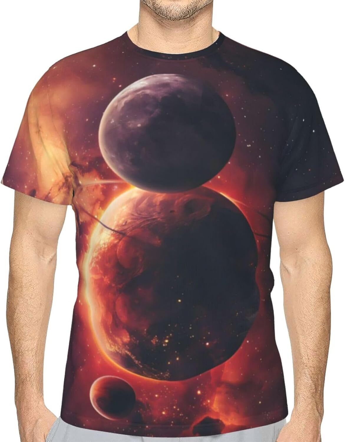 Mens T shirt Planet Universe Funny 3D Printed T-Shirt for Men Women Bloody Planet Comfort Fit Trendy Casual Short Sleeve Top tee Casual tops summer cl