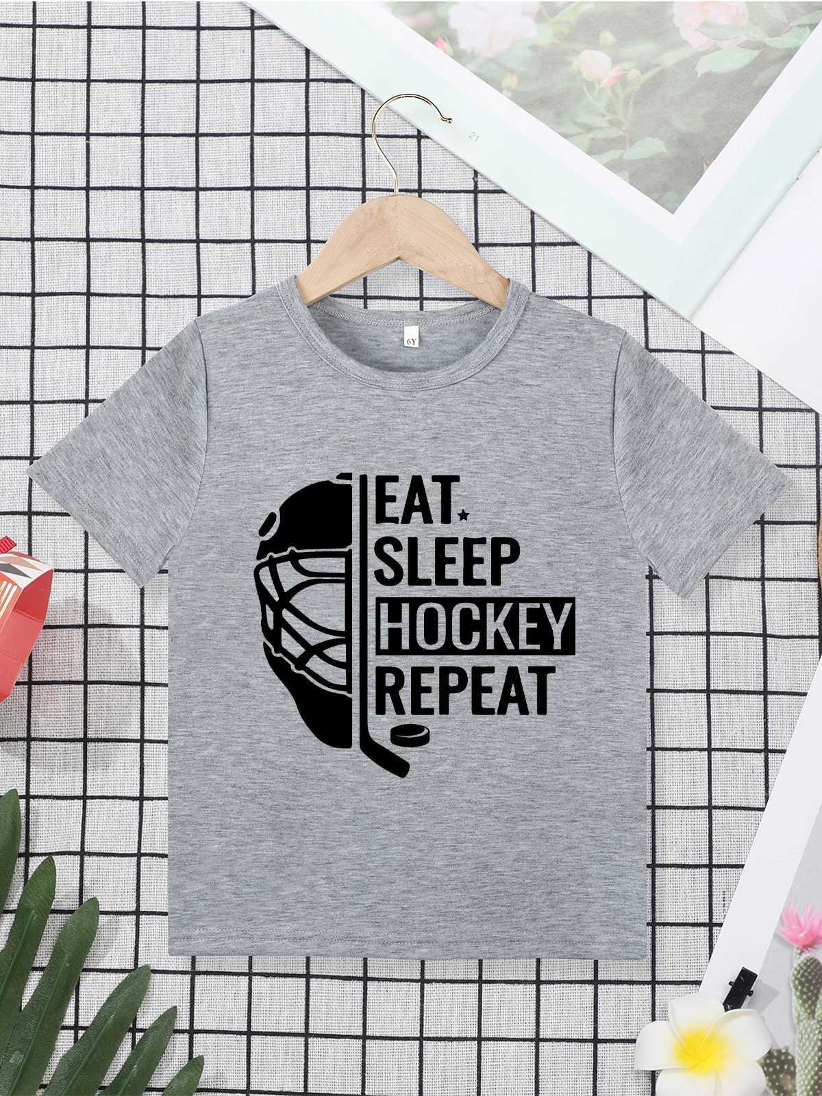 Hockey Lover Boy T-shirt Hipster Cool Urban Streetwear Summer Casual Kids Shirt Short Sleeve Black Tops 3 to 7 Year ChildrenT250306