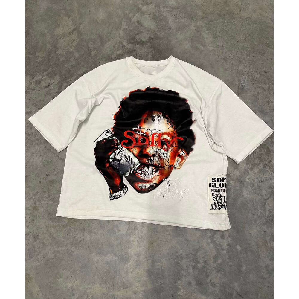 Unisex fashion trend explosive style elements street art T-shirt top
