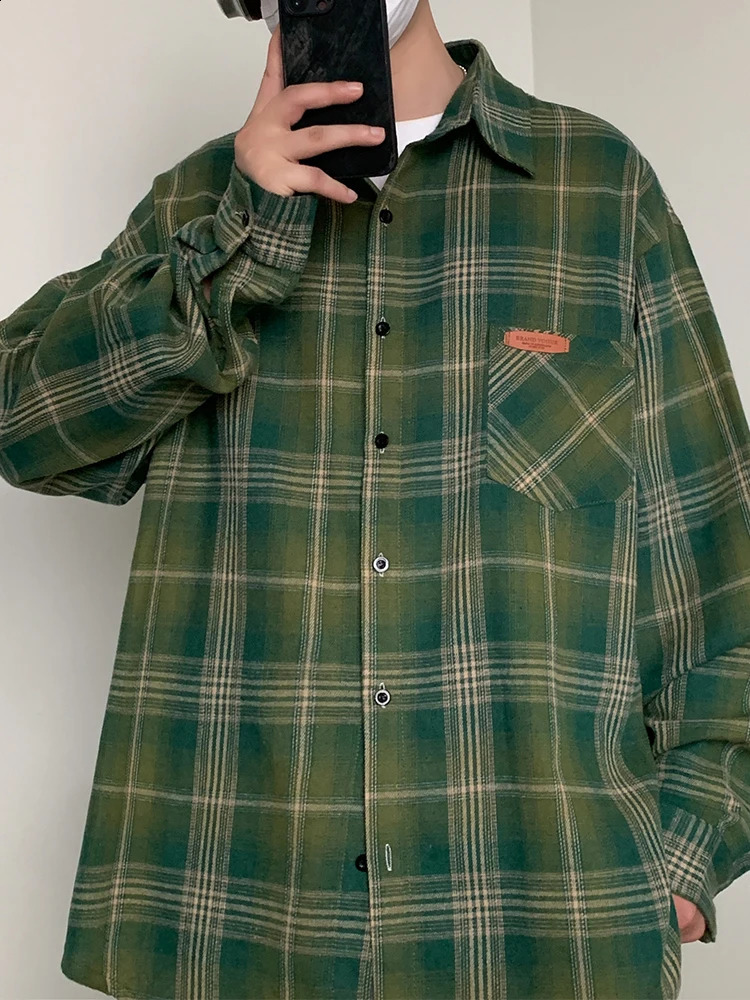 10XL Mens Plaid Long Sleeve Shirt Spring Plus Size 6XL 7XL 8XL 9XL Oversize Fashion Casual Loose Soft Dress Shirts 250303