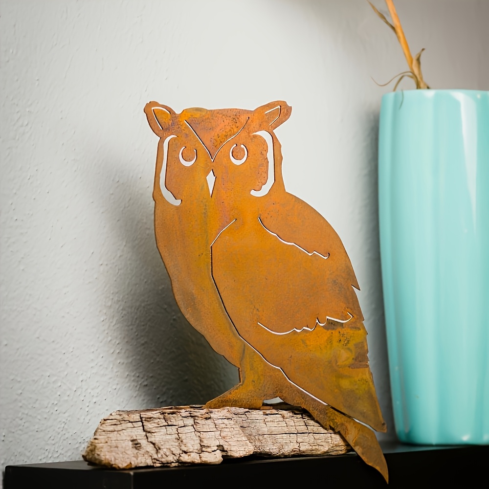 1 Piece Rustic Metal Owl Garden Decor Art Deco Piece Rust Over Time Natural Crafts Perfect Outdoor Decor Thanksgiving Father's Day Mother's 