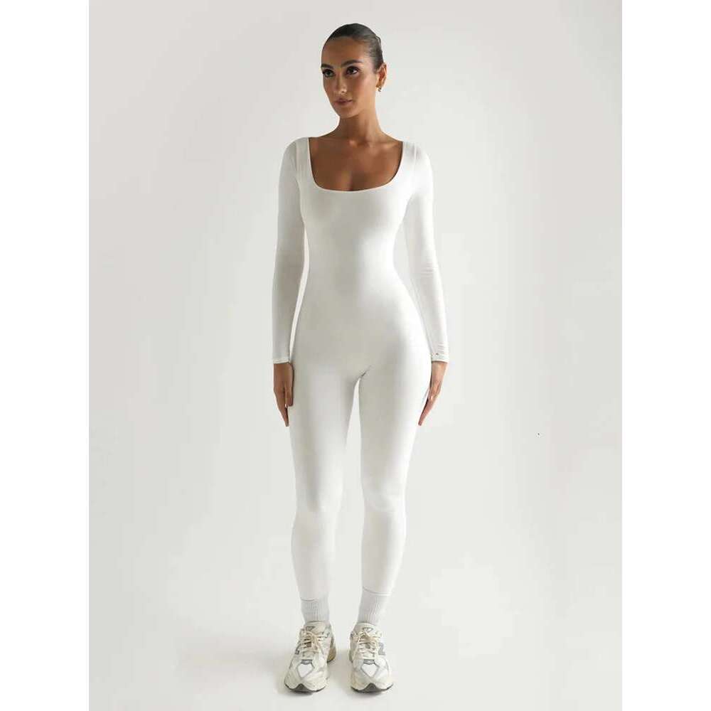 Sibybo Yoga Jumpsuit Women Basics Long-Sleeved Jumpsuits Lady Fiess Exercise Workout Rompers Femme Casual Skinny Overalls KLMY