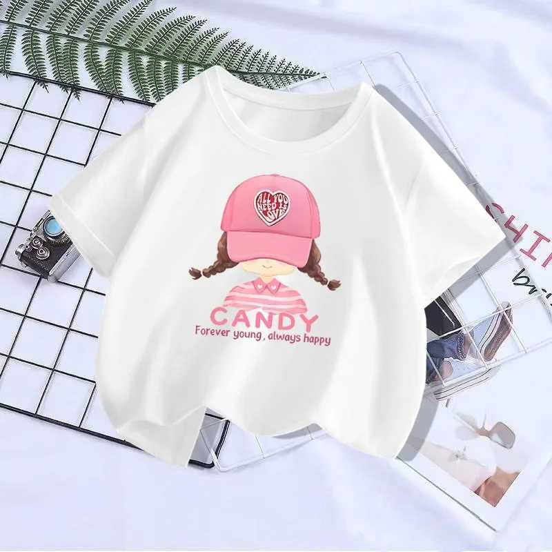Childrens Short Sleeve Modal T-shirt Little Girls Fashion Half Sleeve Top Girls Pink Top Trend Girl Clothes Boys ClothesT250306