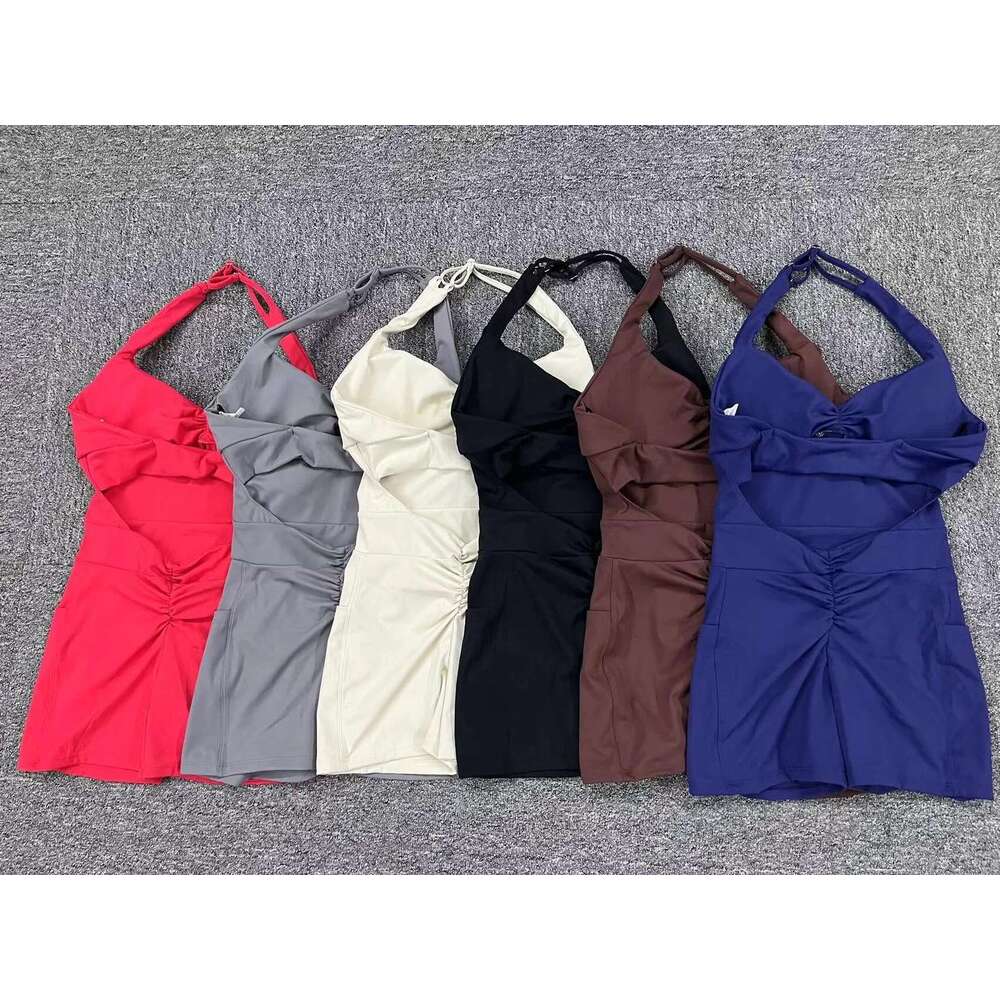 Pad Nylon Women Bodysuit Fiess Suede Yoga Adjustable One-Piece Shorts Set Pockets Gym Sports Push Up Cycg Jumpsuit KLMY